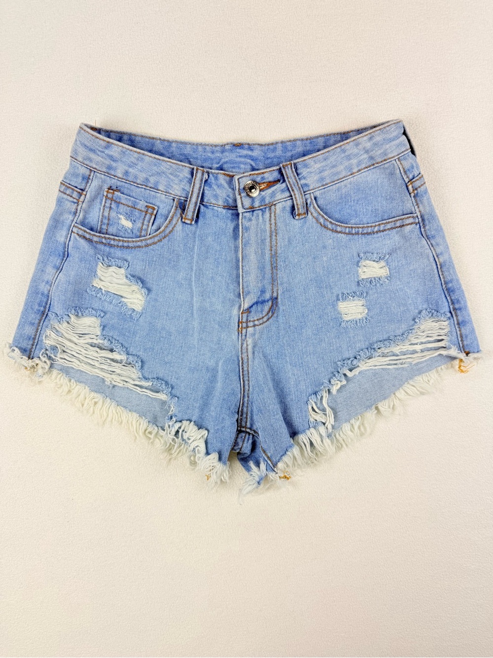 Distressed Denim Shorts Frayed Raw Hem Festival Daisy Dukes Cut Off Jorts